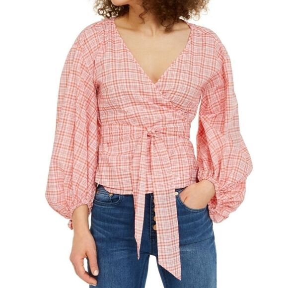 Michael Michael kors women metallic plaid wrap top - Picture 1 of 13